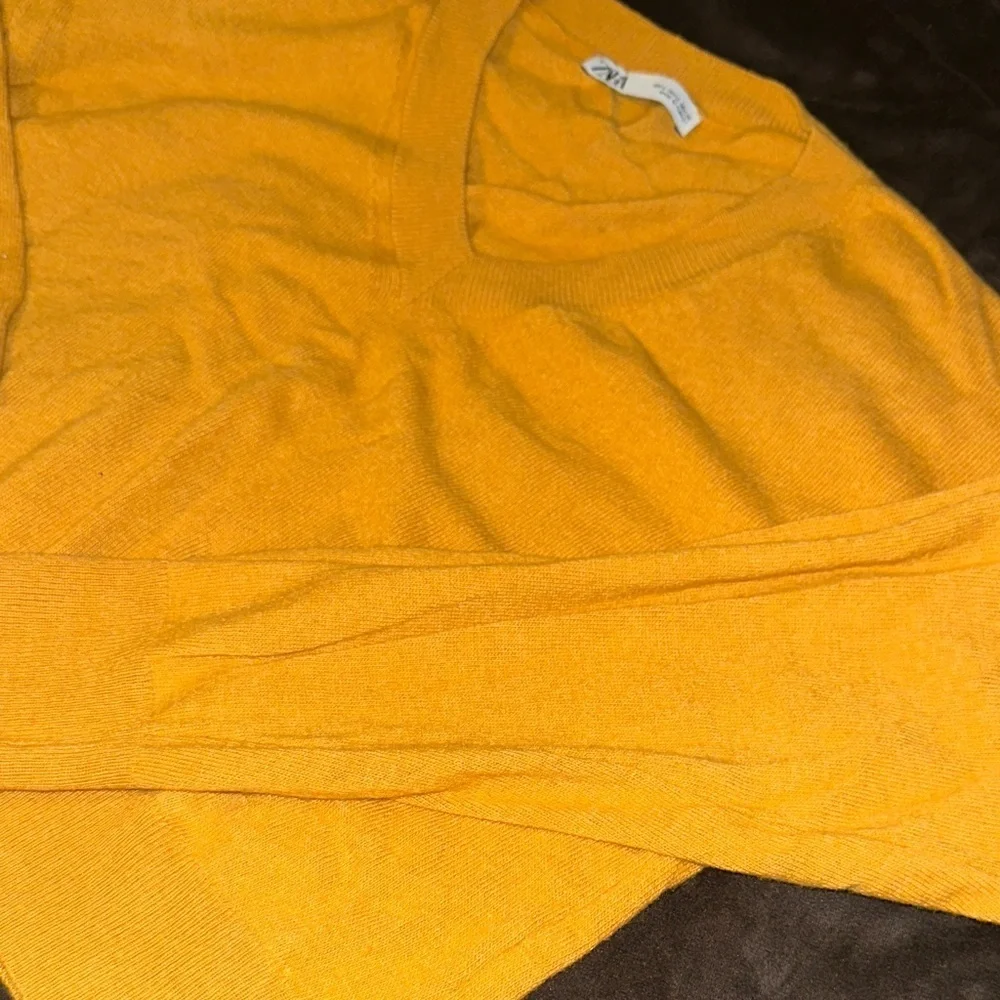 Zara Mustard V-Neck Sweater